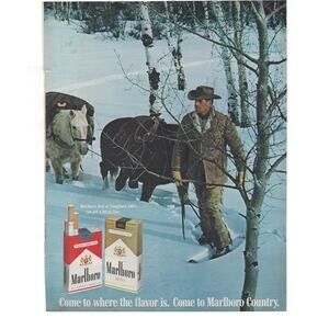 Marlboro Cigarette Advertisement Vintage 1970s Tobacciana Cowboy Marlboro Man